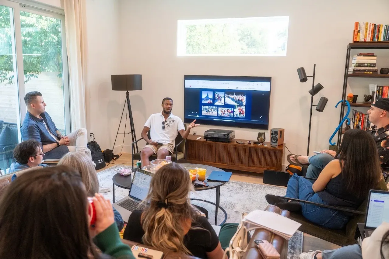 Blake leading a talk at the first Skool IRL Mastermind in Austin