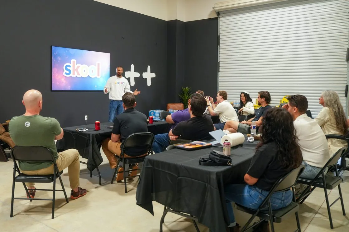 Blake speaking at Skool IRL in Austin, Texas