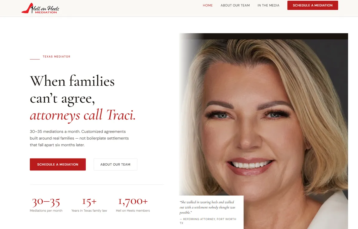 The Hell on Heels Mediation website Blake built