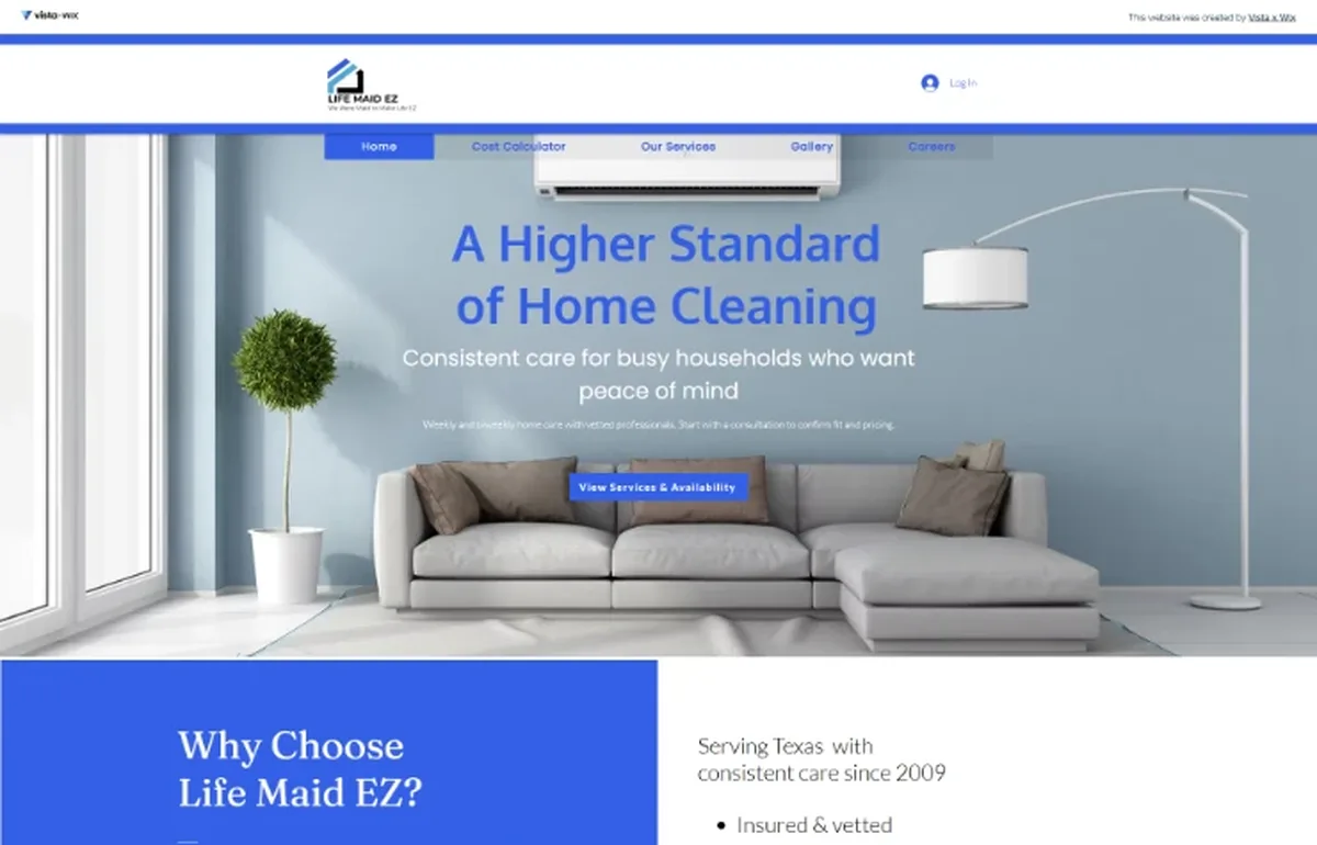 Life Maid EZ old Wix website